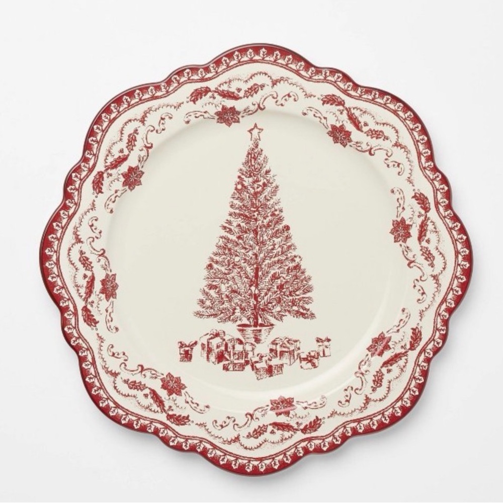 Studio McGee Christmas Tree Red and Cream Dinner Plater